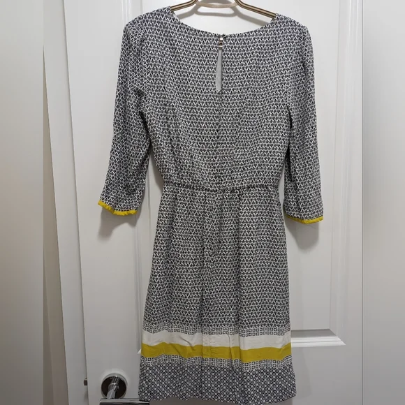 BODEN | lightweight, lined dress, black, white and yellow, faux wrap skirt, 4 - Picture 4 of 9